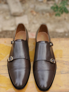 2011-Mild Brown Cow Leather Formal Double Monk Style