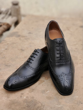 Royal Black Brogue laced shoe