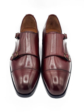 2011-Burgundy Cow Leather Formal Double Monk Style