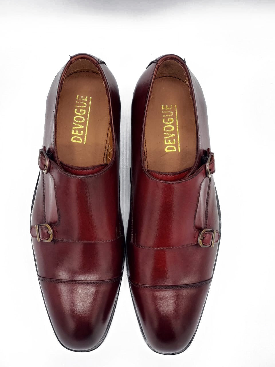 2011-Burgundy Cow Leather Formal Double Monk Style