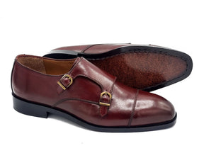 2011-Burgundy Cow Leather Formal Double Monk Style