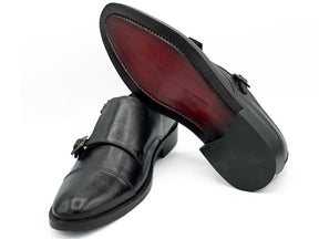 2011-Mild Black Cow Leather Formal Double Monk Style