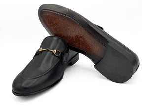 SKU:4001-Black Cow Leather Formal Loafer Style