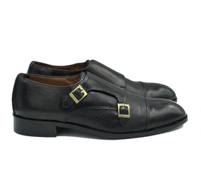 2011-Mild Black Cow Leather Formal Double Monk Style